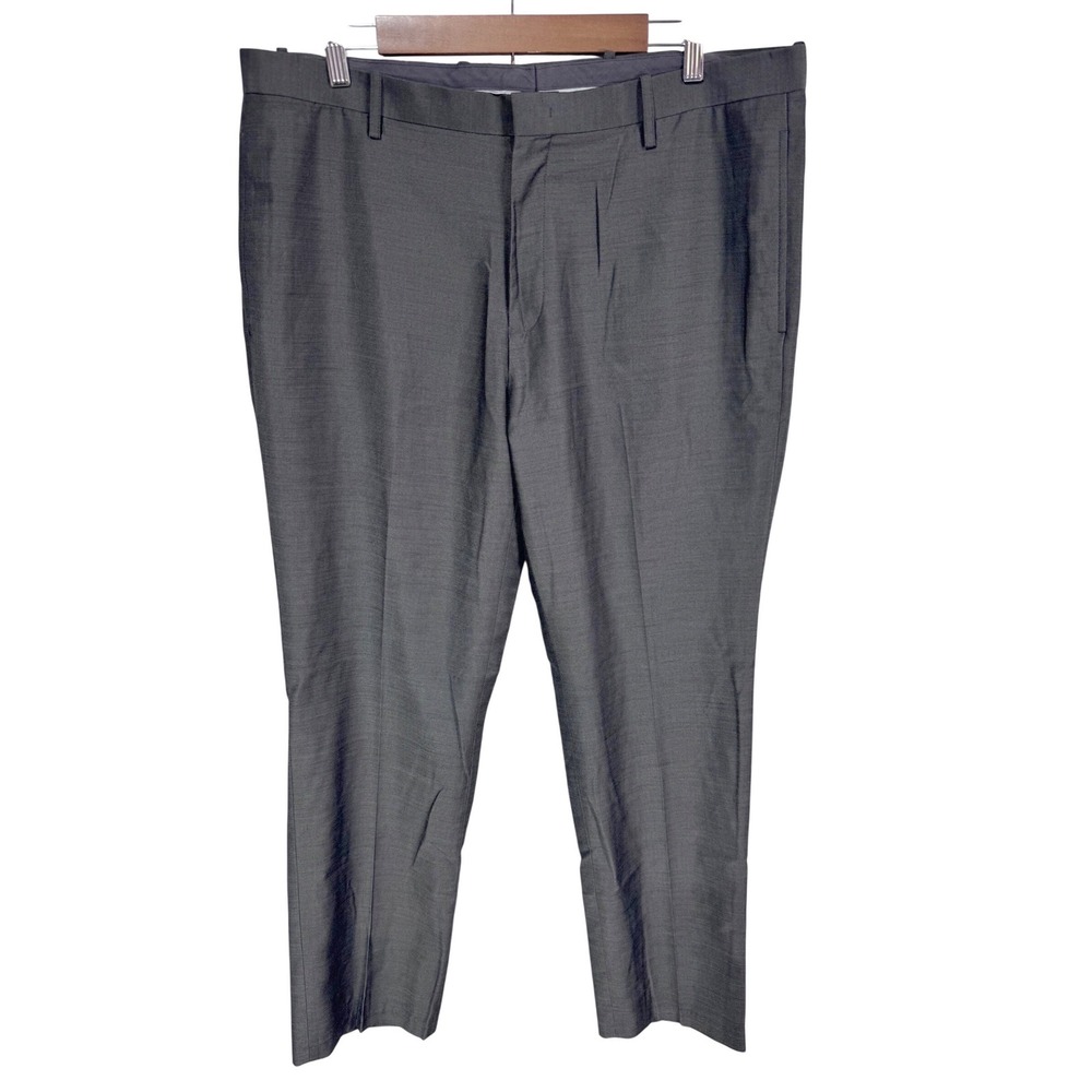 INC 36x34 Gray Dress Pants Men's Slim Fit Sharkskin Flat‎ Front Business